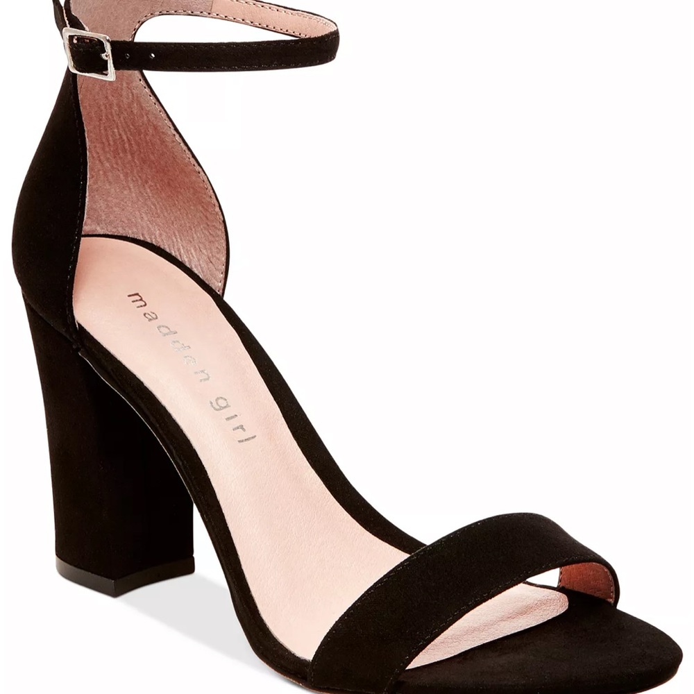 Bella Two-Piece Block Heel Sandals madden girl black